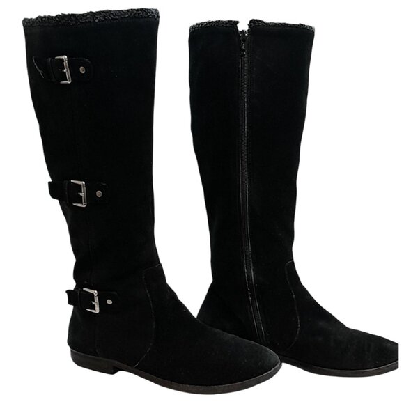 Alfani Shoes - Alfani Vermont Womens Suede Leather Shearling Triple Buckle Size 8 Riding Boots